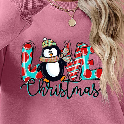 LIVE CHRISTMAS Drop Shoulder Round Neck Sweatshirt