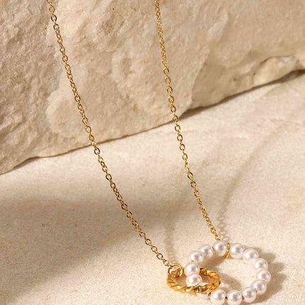Pearl Hoop Link Pendant Necklace