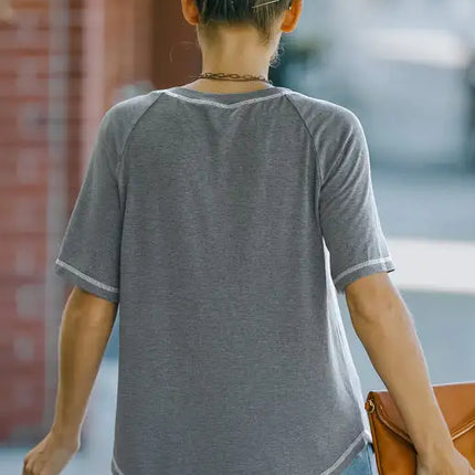 Ladies Summer Fashion Round Neck Loose Short Sleeve T-Shirt Tops