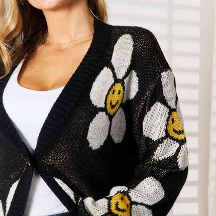 Double Take Floral Button Down Longline Cardigan - Vickie Lynn's