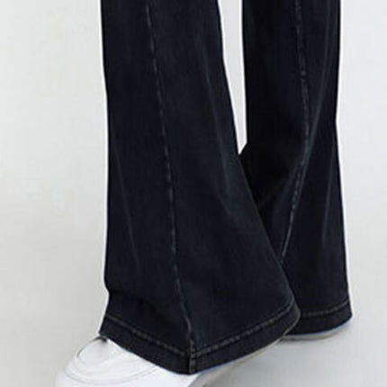 Wide Waistband Bootcut Jeans with Pockets