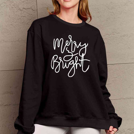 Simply Love Full Size MERRY AND BRIGHT Graphic Sweatshirt