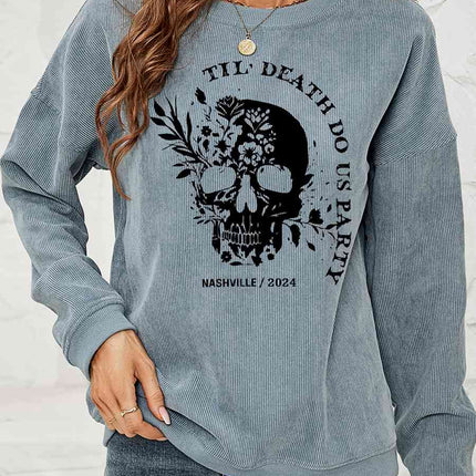 Skull Graphic Dropped Shoulder Sweatshirt