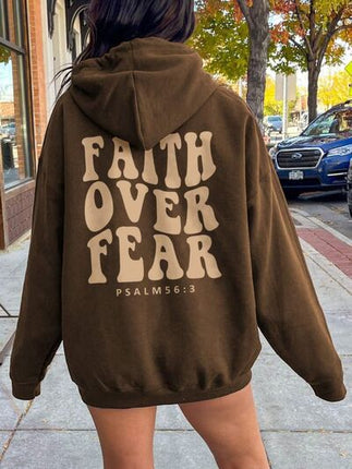 FAITH OVER FEAR Dropped Shoulder Hoodie - Vickie Lynn's