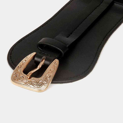 Wide Elastic Belt with Alloy Buckle