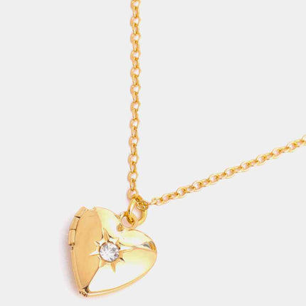Zircon Heart Shape 14K Gold-Plated Pendant Necklace