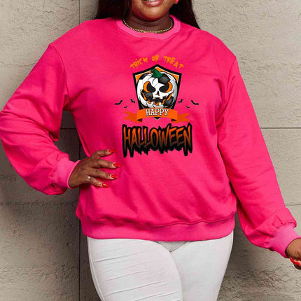 Simply Love Full Size TRICK OR TREAT HAPPY HALLOWEEN Graphic Sweatshirt