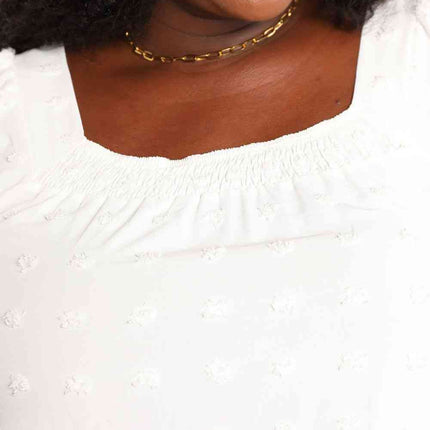 Double Take Swiss Dot Puff Sleeve Square Neck Blouse