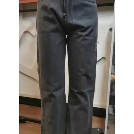 Pantalones vaqueros de cintura media con aberturas lavadas para mujer 