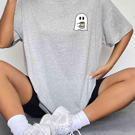 Round Neck Short Sleeve Ghost Graphic T-Shirt