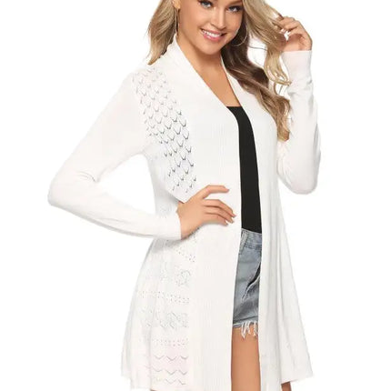 Cárdigan de manga larga de punto abierto para mujer 