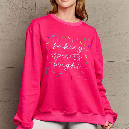 Simply Love Full Size Letter Graphic Round Neck Long Sleeve Sweatshirt