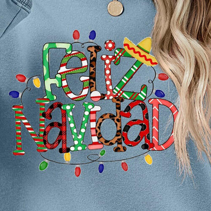 FELIZ NAVIDAD Round Neck Drop Shoulder Sweatshirt