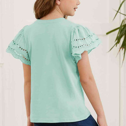 Round Neck Flutter Sleeve T-Shirt - Vickie Lynn's
