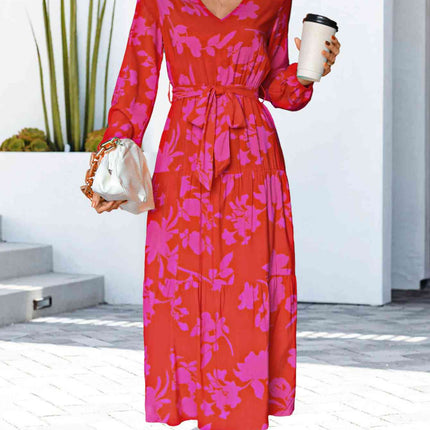 Floral V-Neck Long Sleeve Dress