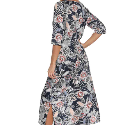 Printed Slit Night Dress with Pockets