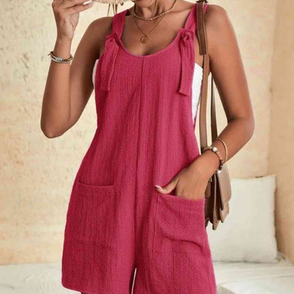 Full Size Scoop Neck Romper with Pockets