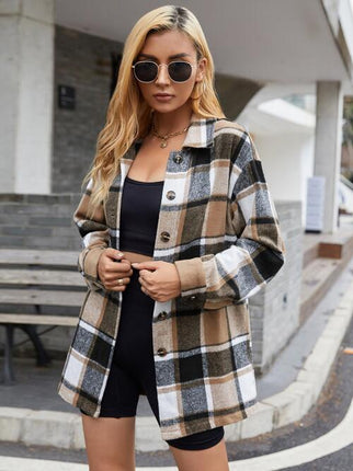 Plaid Buttoned Collared Neck Shirt