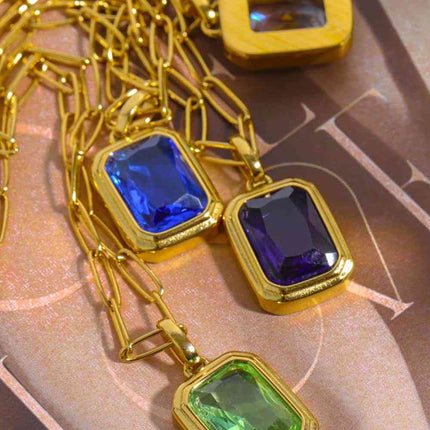 Zircon 18K Gold-Plated Geometrical Shape Pendant Necklace