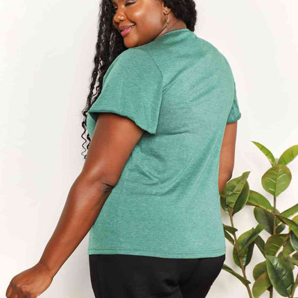 Double Take Ruched V-Neck Short Sleeve T-Shirt - Vickie Lynn's
