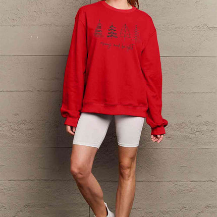 Simply Love Full Size MERRY AND BRIGHT Graphic Sweatshirt