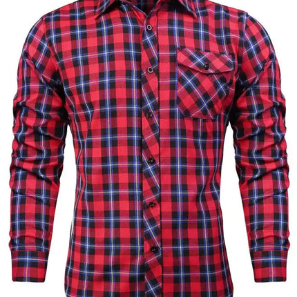 Men's Flannel Plaid Long Sleeve Shirt