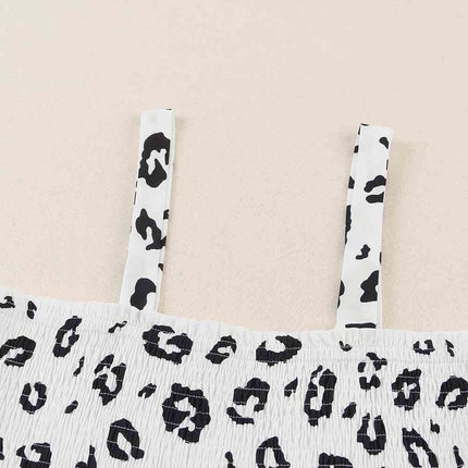 Leopard Color Block Smocked Jumpsuit