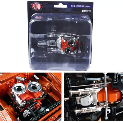 Motor con cabezales y transmisión Réplica Hemi Bullet Hemi 426 1/18 de Acme