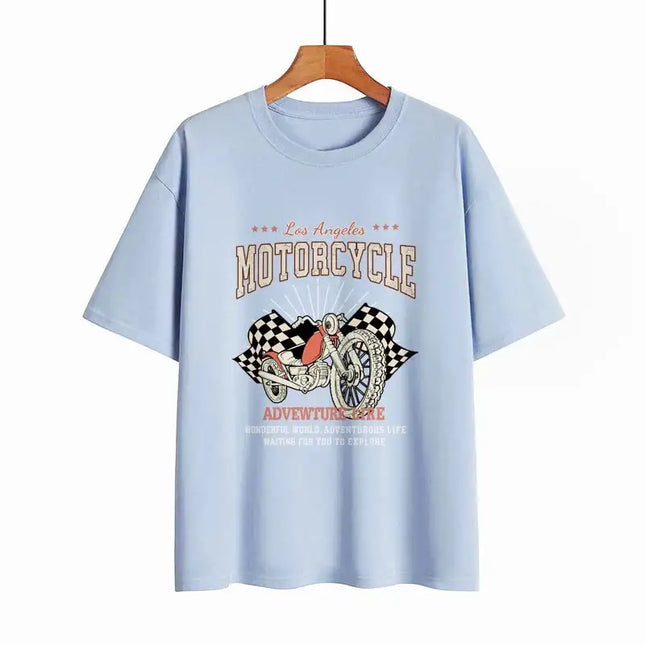 Camiseta con gráfico de motocicleta para mujer 