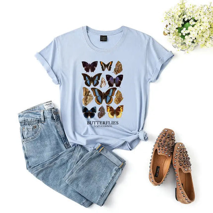 Camiseta con gráfico clásico de mariposa para mujer 