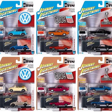 Johnny Lightning Collector's Tin 2020 Set of 6 Cars Release 3 1/64 Diecast Model Cars by Johnny Lightning