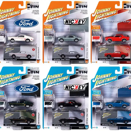 Johnny Lightning Collector's Tin 2021 Set of 6 Cars Release 3 Limited Edition of 7140 pieces Worldwide 1/64 Diecast Model Cars by Johnny Lightning