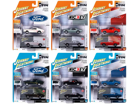 Johnny Lightning Collector's Tin 2021 Set of 6 Cars Release 3 Limited Edition of 7140 pieces Worldwide 1/64 Diecast Model Cars by Johnny Lightning