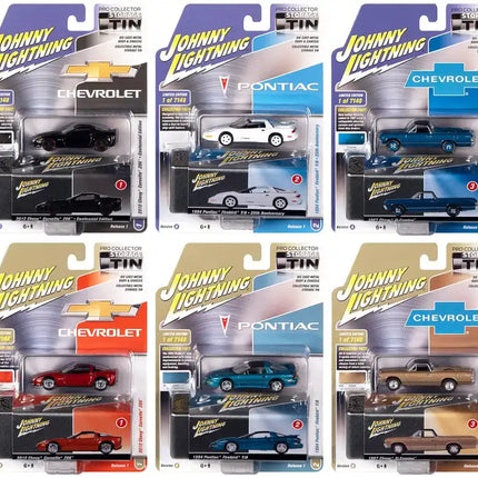 Johnny Lightning Collector's Tin 2022 Set of 6 Cars Release 1 Limited Edition of 7148 pieces Worldwide 1/64 Diecast Model Cars by Johnny Lightning
