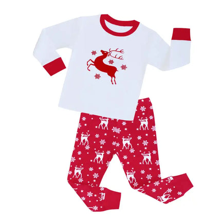 Children's Cotton Crew Neck Long Sleeve Trousers Print Christmas Suit