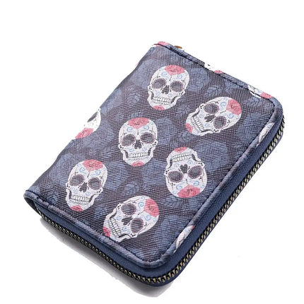 Geometric Skull Pu Leather Zipper Coin Purse