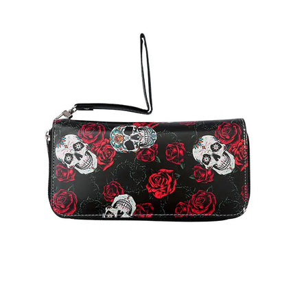 Skull Pu Leather Zipper Wallet