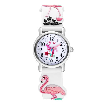Lindo reloj de cuarzo con hebilla de flamenco para niños 