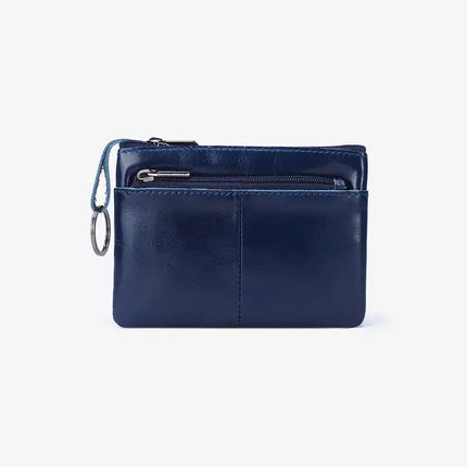 Solid Color Leather Zipper Coin Purse