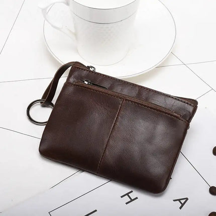 Solid Color Leather Zipper Coin Purse