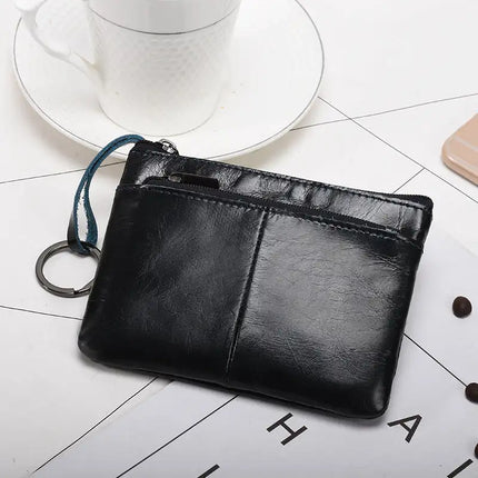 Solid Color Leather Zipper Coin Purse
