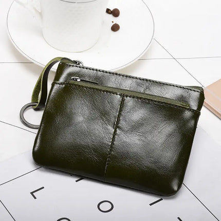Solid Color Leather Zipper Coin Purse