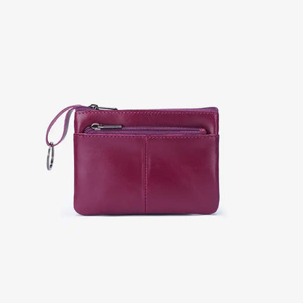 Solid Color Leather Zipper Coin Purse