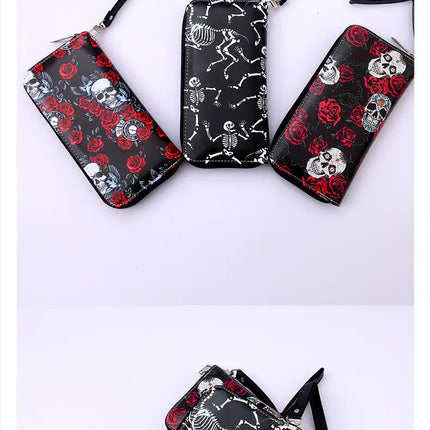 Skull Pu Leather Zipper Wallet