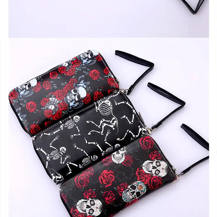 Skull Pu Leather Zipper Wallet