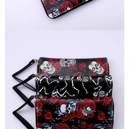 Skull Pu Leather Zipper Wallet