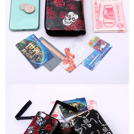 Skull Pu Leather Zipper Wallet