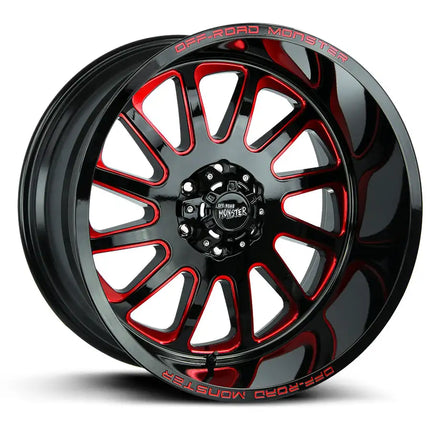 M17 Gloss Black Candy Red Milled Wheel