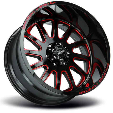 M17 Gloss Black Candy Red Milled Wheel