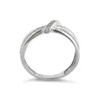 Anillo de diamantes torcidos en oro blanco macizo de 14 quilates 